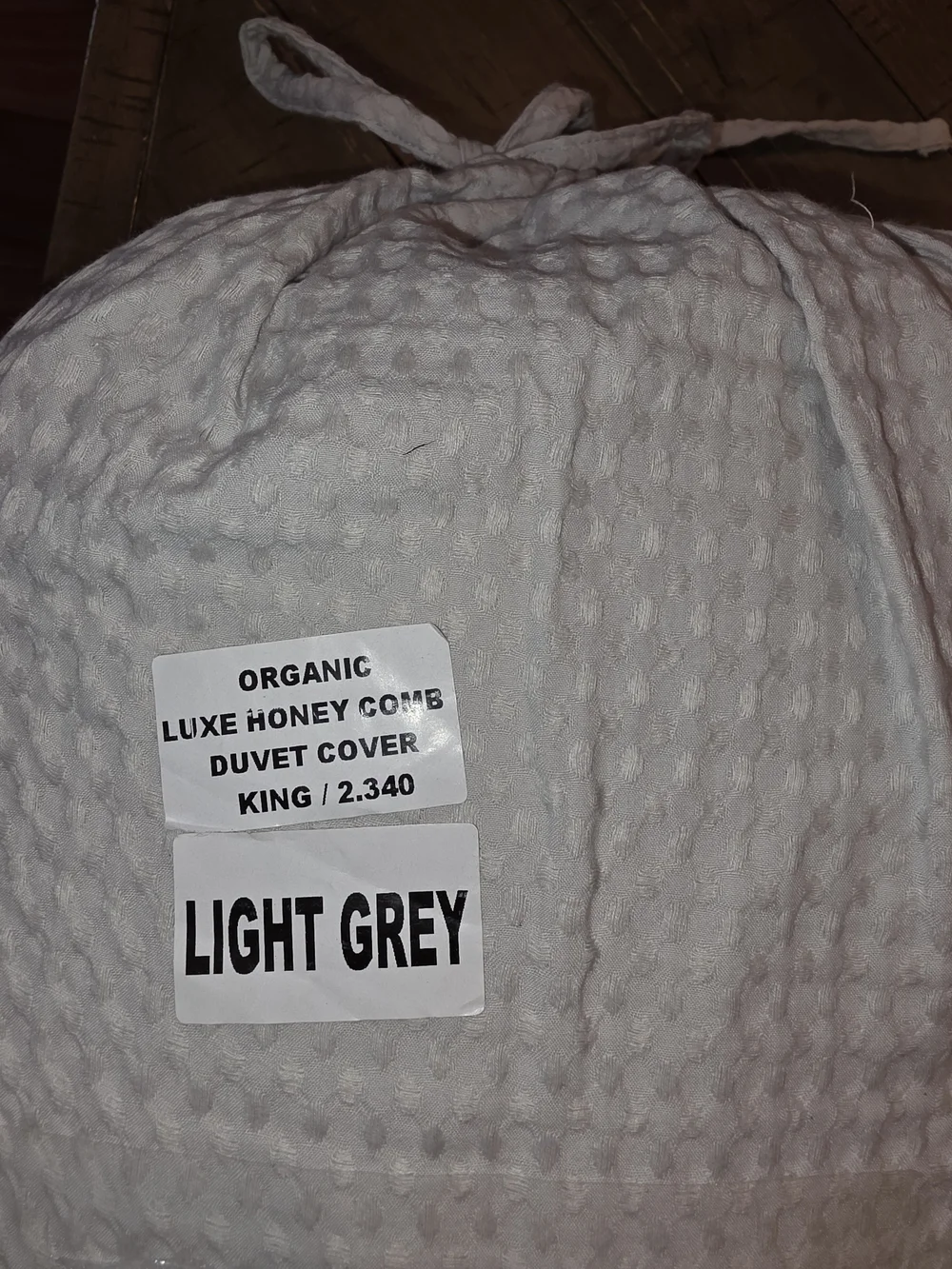Quince Organic Luxe Honey Comb Duvet Cover - King - Light Grey